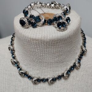 Vintage Eisenberg Silver and Blue Jewelry Set